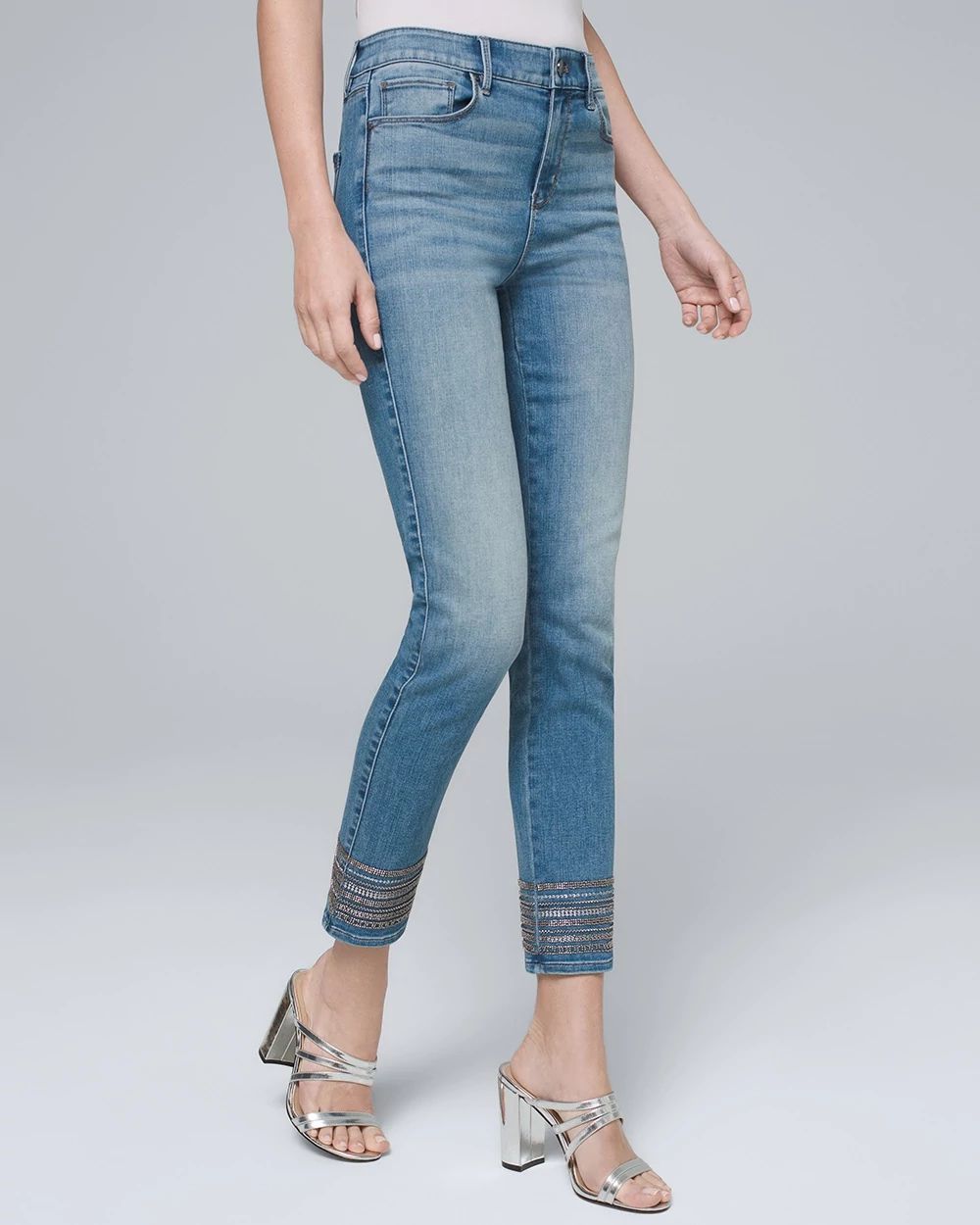 White house black market embroidered jeans hotsell